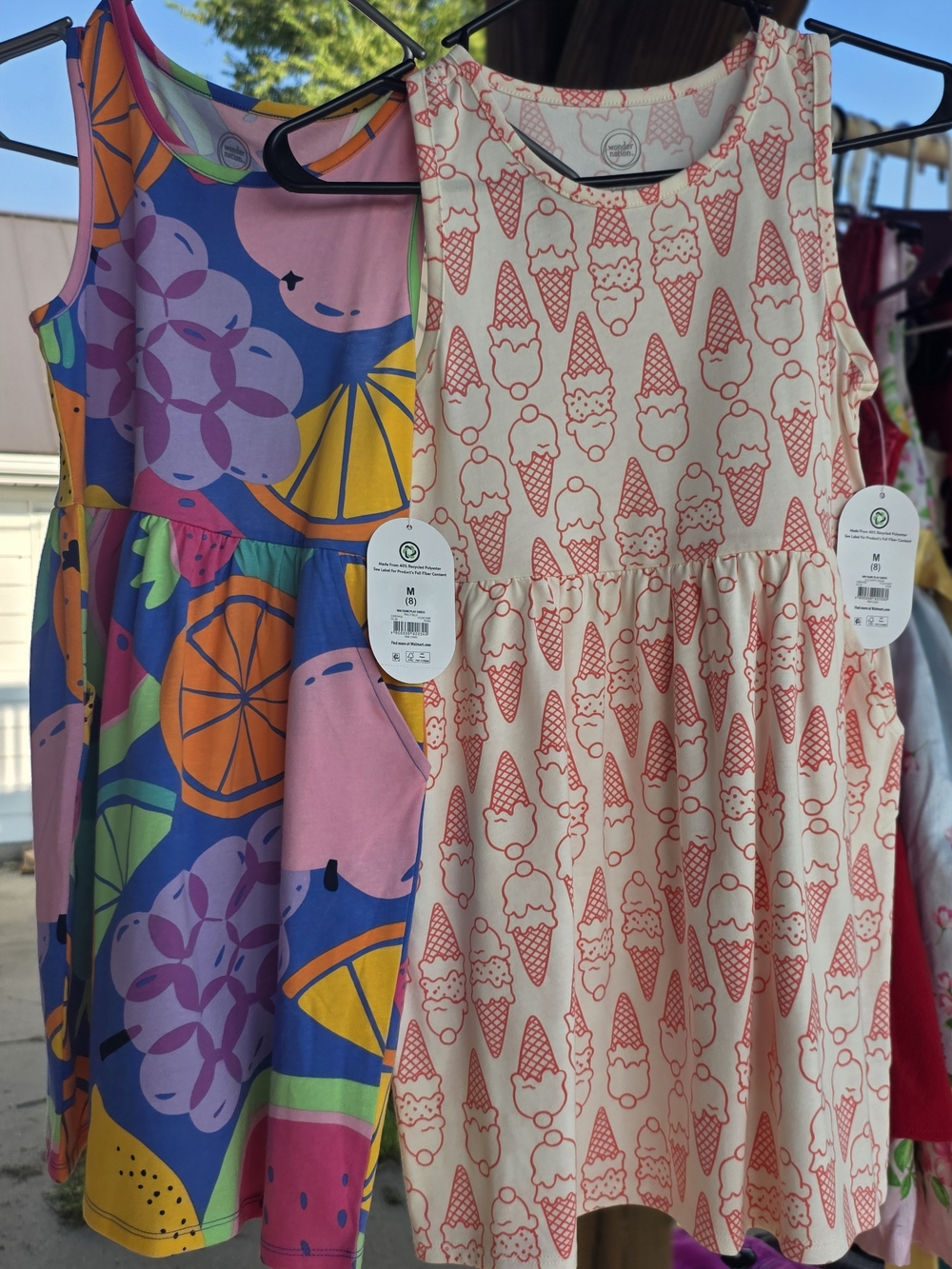 Girls' Cream & Coral Ice Cream Print Tank Dress Size 8 M